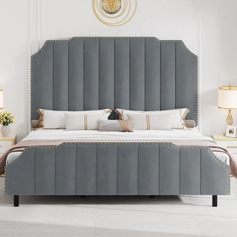 Black PU Leather Queen Platform Bed with Storage and USB