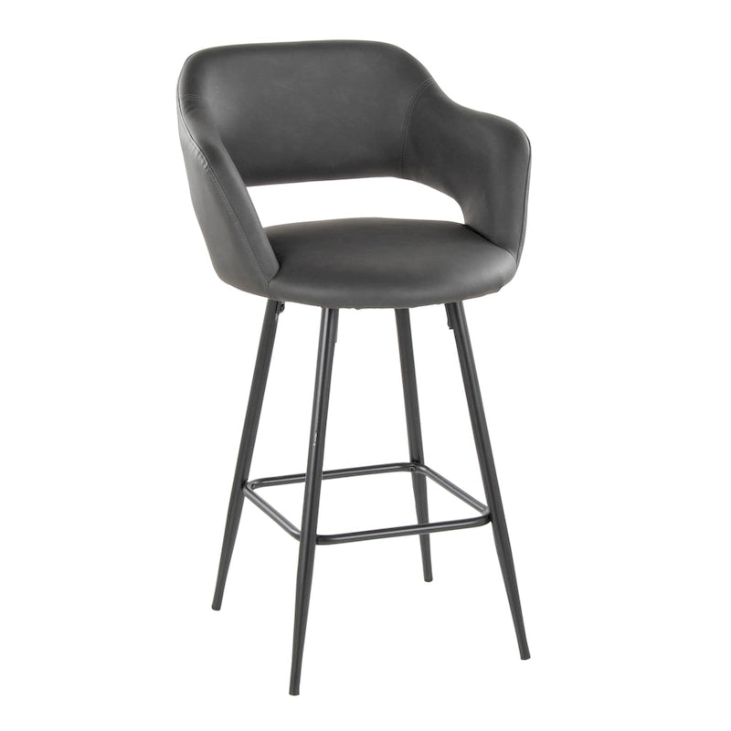 Faux Leather Counter Stools with Metal Legs, Set of 2