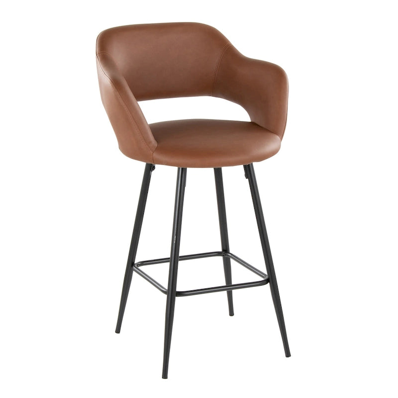 Sgabelli da bancone in finta pelle con gambe in metallo, set da 2