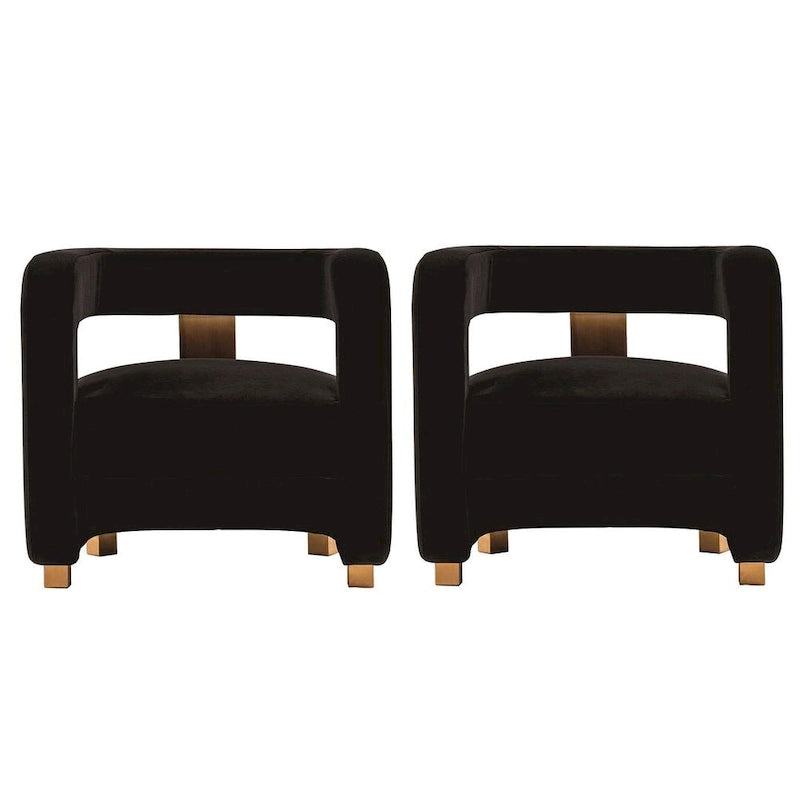Velvet Accent Chairs with Gold-Tone Legs, Set of 2