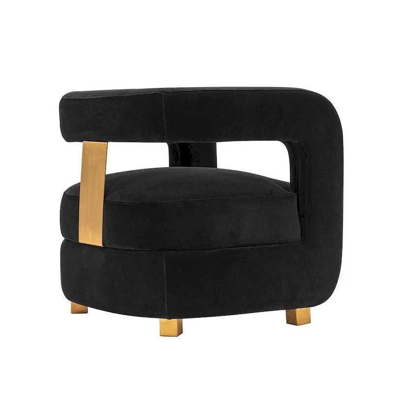 Velvet Accent Chairs with Gold-Tone Legs, Set of 2