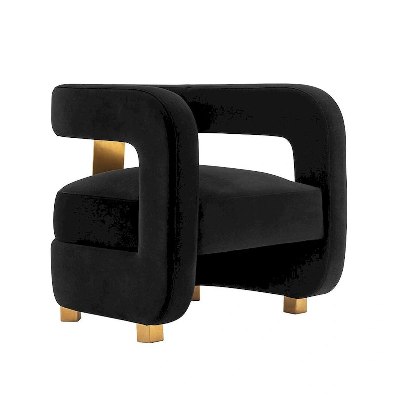 Velvet Accent Chairs with Gold-Tone Legs, Set of 2