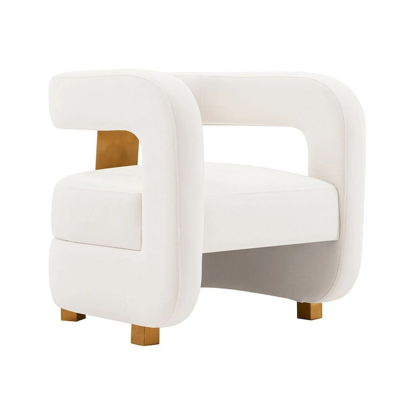 Velvet Accent Chairs with Gold-Tone Legs, Set of 2