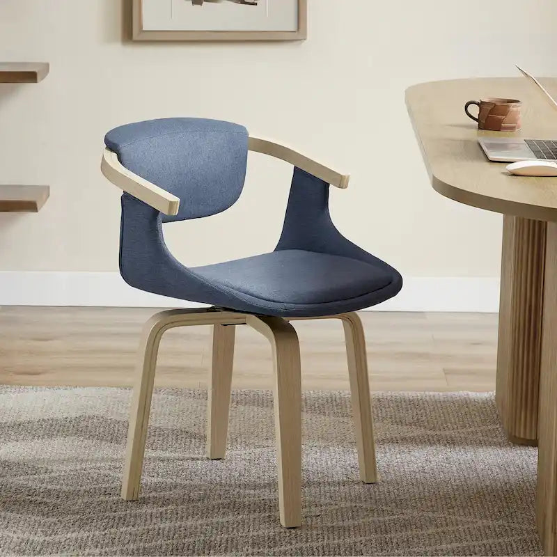 360-Degree Swivel Upholstered Wood Accent Chair