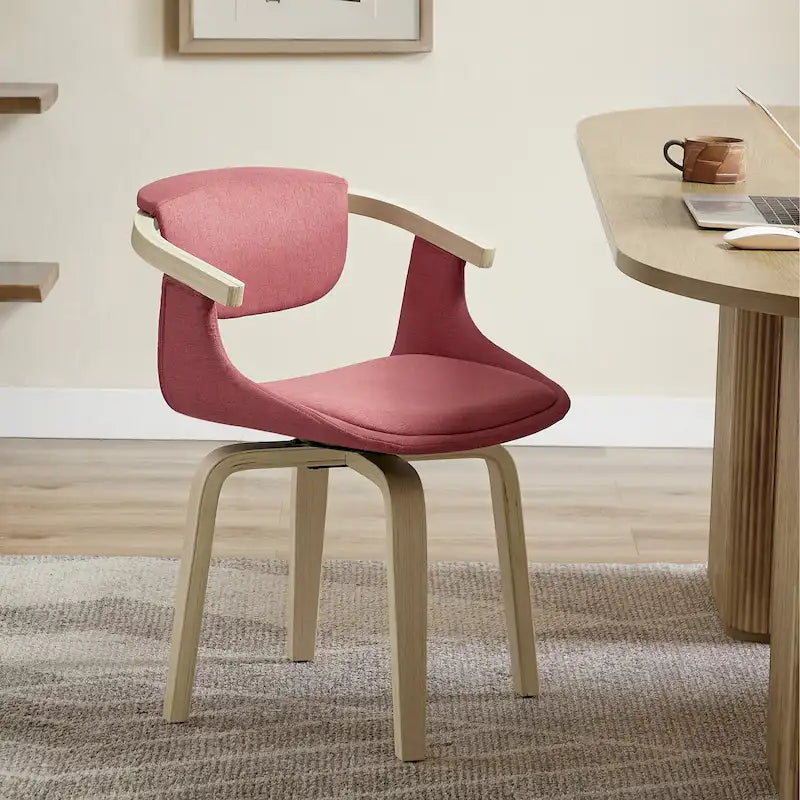 360-Degree Swivel Upholstered Wood Accent Chair
