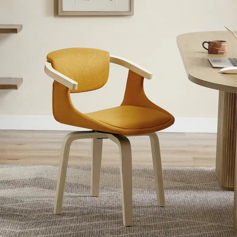 360-Degree Swivel Upholstered Wood Accent Chair