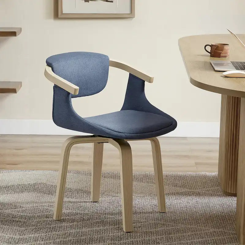 360-Degree Swivel Upholstered Wood Accent Chair