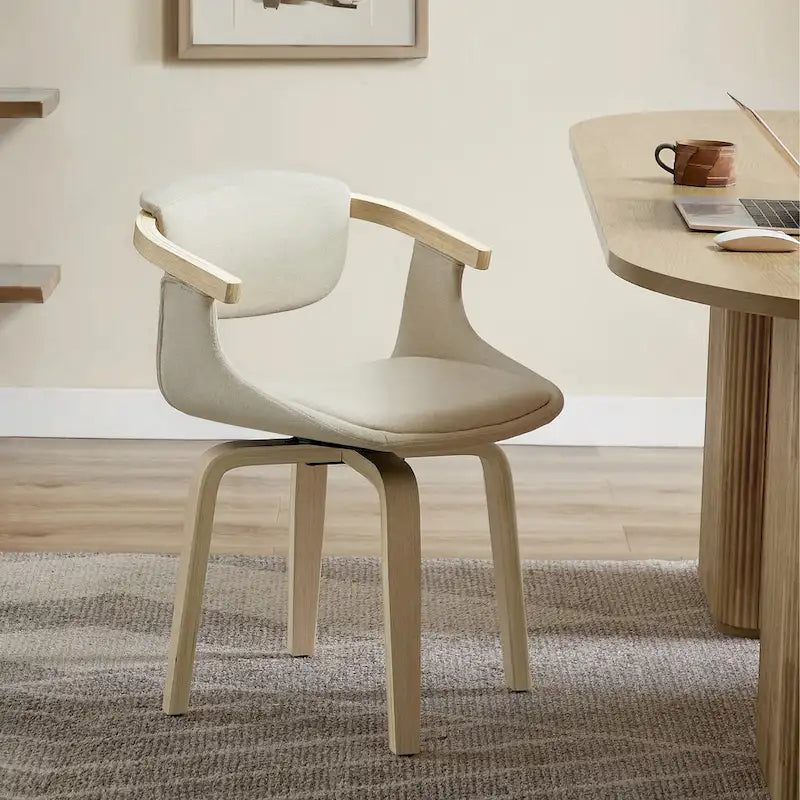 360-Degree Swivel Upholstered Wood Accent Chair