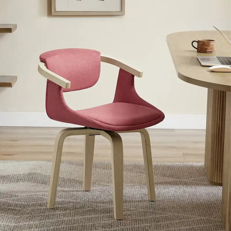 360-Degree Swivel Upholstered Wood Accent Chair