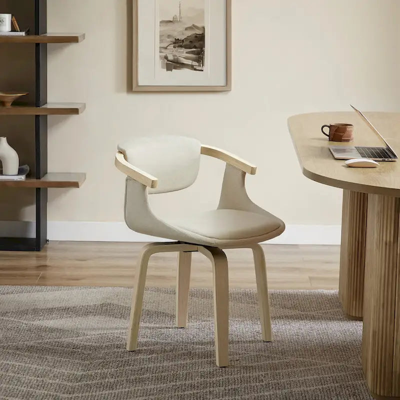 360-Degree Swivel Upholstered Wood Accent Chair