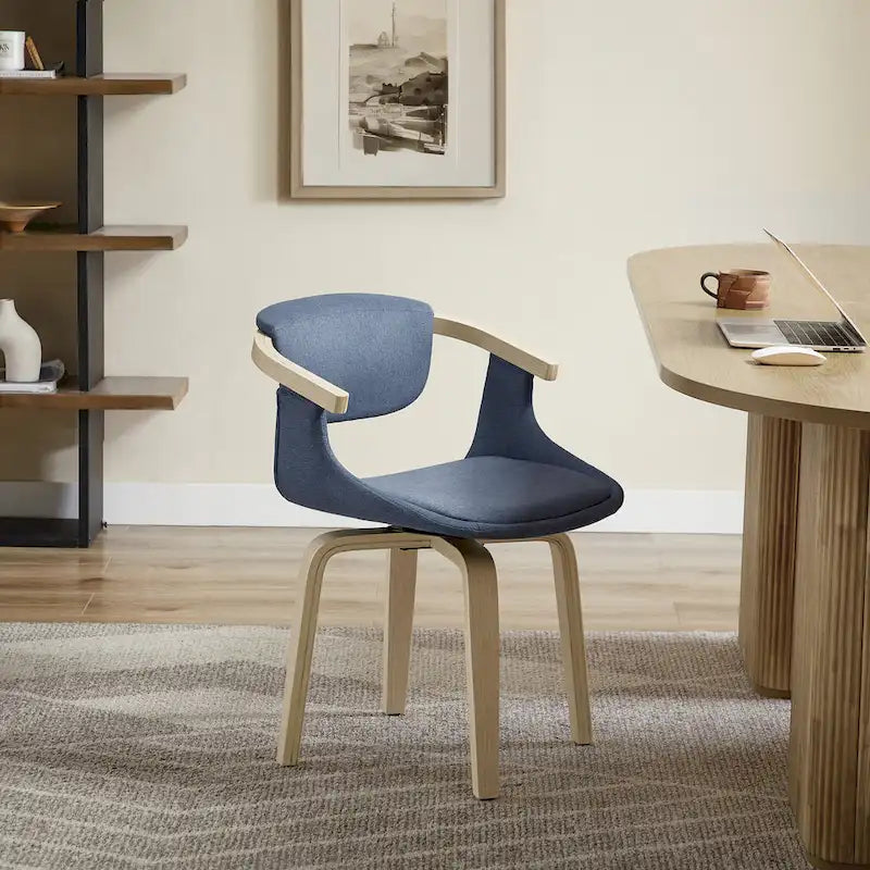 360-Degree Swivel Upholstered Wood Accent Chair