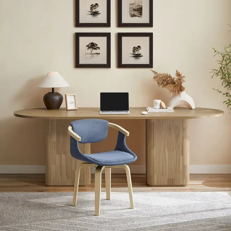 360-Degree Swivel Upholstered Wood Accent Chair