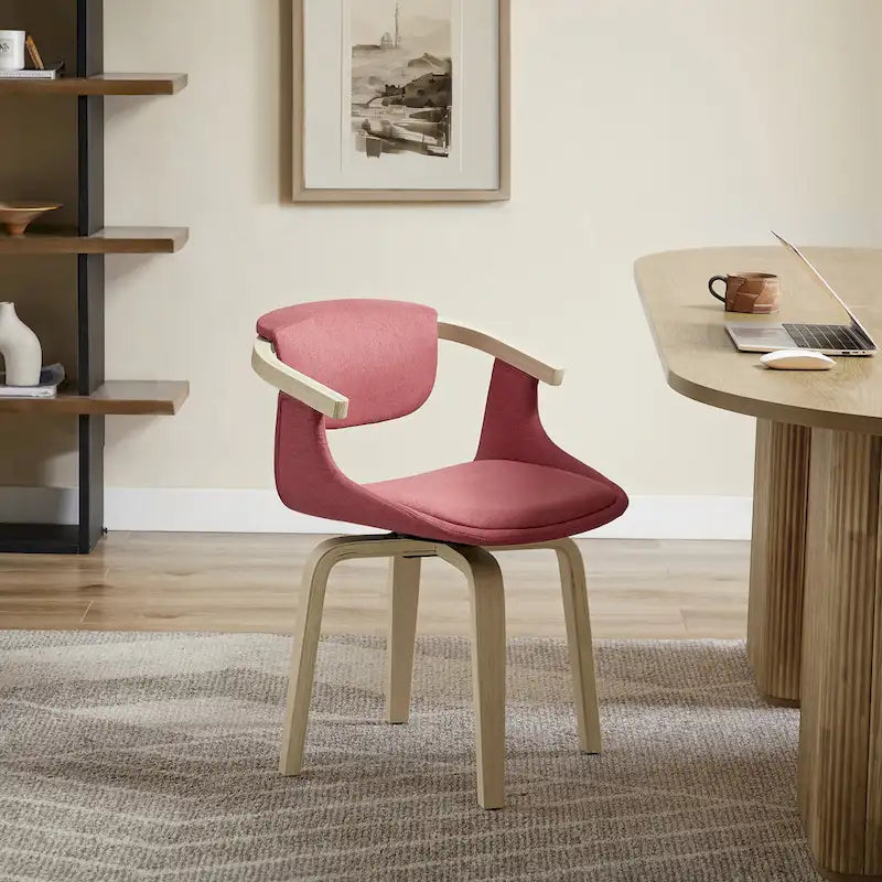360-Degree Swivel Upholstered Wood Accent Chair