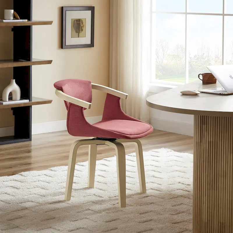 360-Degree Swivel Upholstered Wood Accent Chair