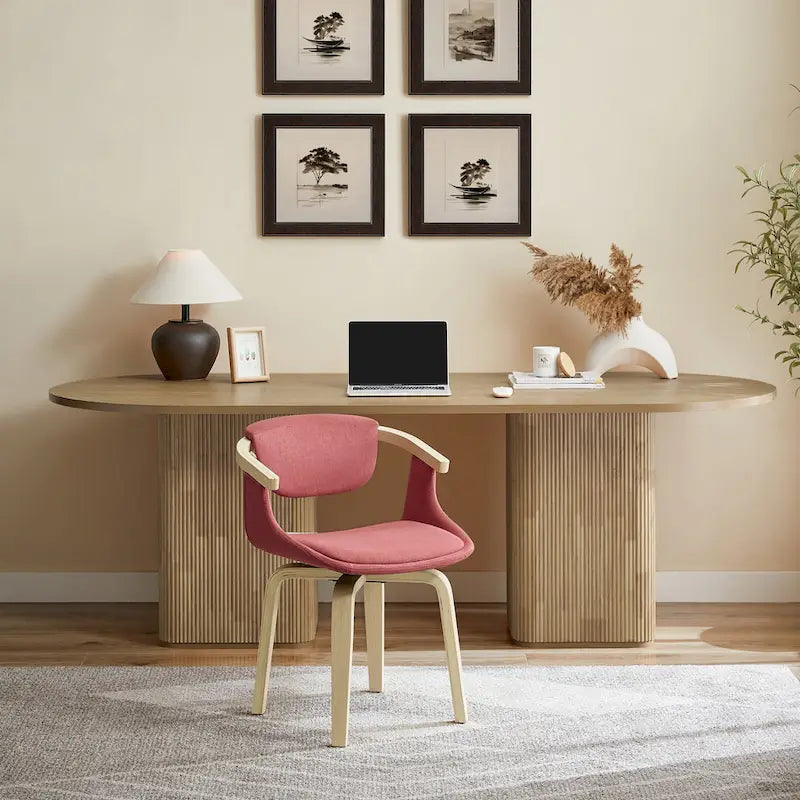 360-Degree Swivel Upholstered Wood Accent Chair