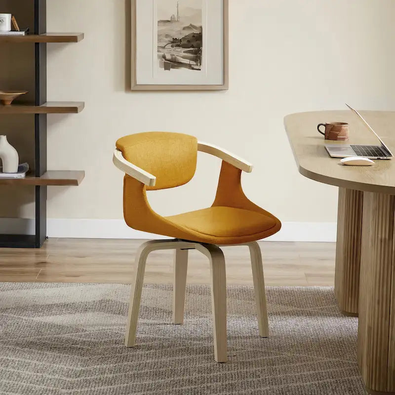 360-Degree Swivel Upholstered Wood Accent Chair