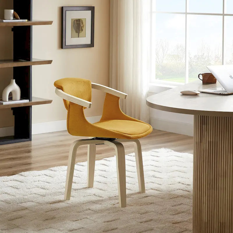 360-Degree Swivel Upholstered Wood Accent Chair