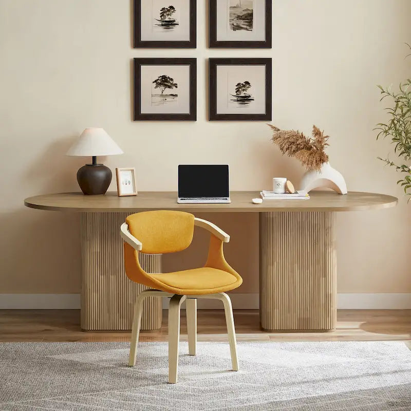 360-Degree Swivel Upholstered Wood Accent Chair