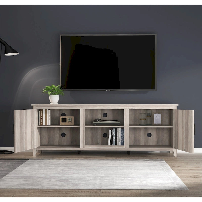 TV Stand for TVs up to 75 Inches with Doors and Open Storage