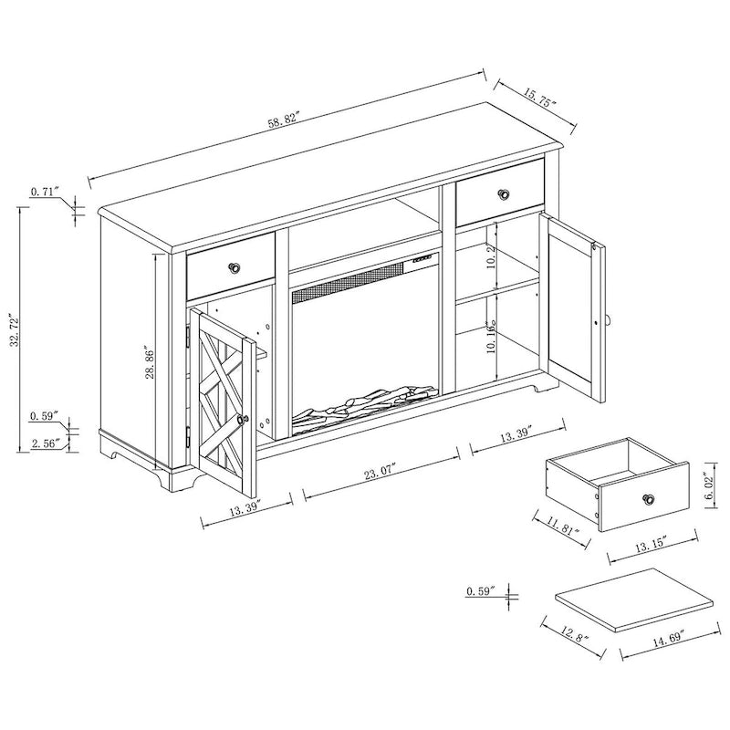 Farmhouse Fireplace TV Stand for TVs up to 65 Inches