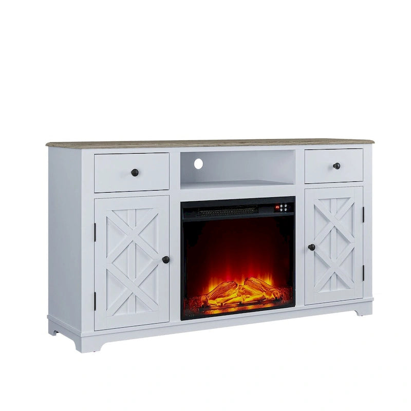 Farmhouse Fireplace TV Stand for TVs up to 65 Inches