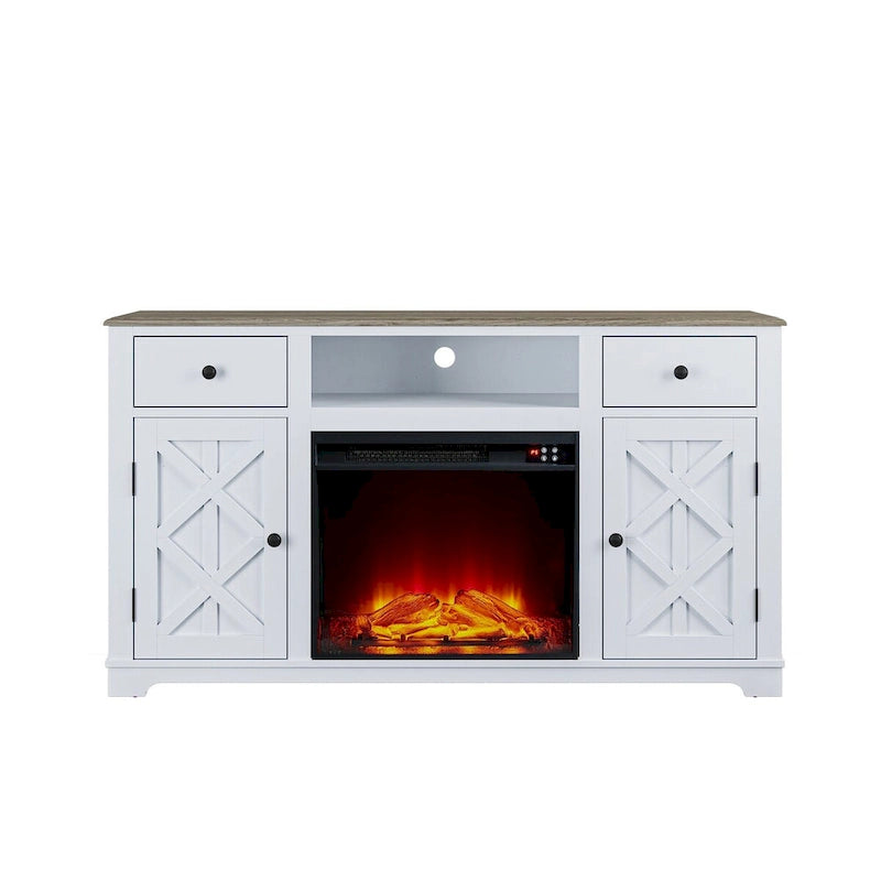 Farmhouse Fireplace TV Stand for TVs up to 65 Inches