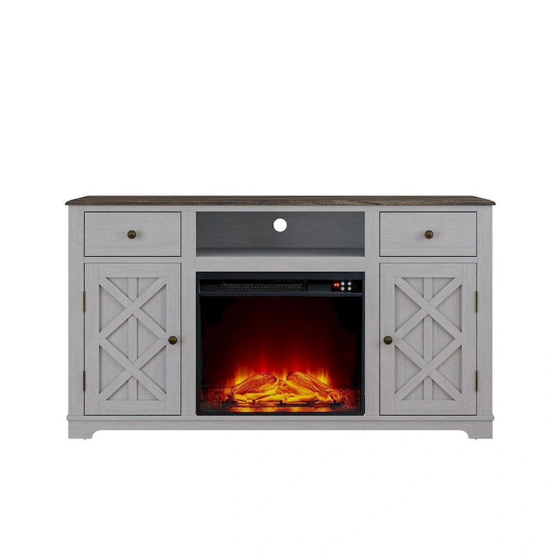 Farmhouse Fireplace TV Stand for TVs up to 65 Inches