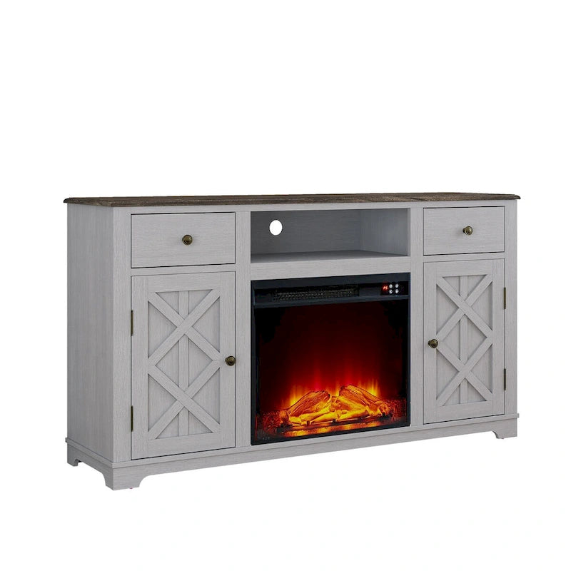Farmhouse Fireplace TV Stand for TVs up to 65 Inches