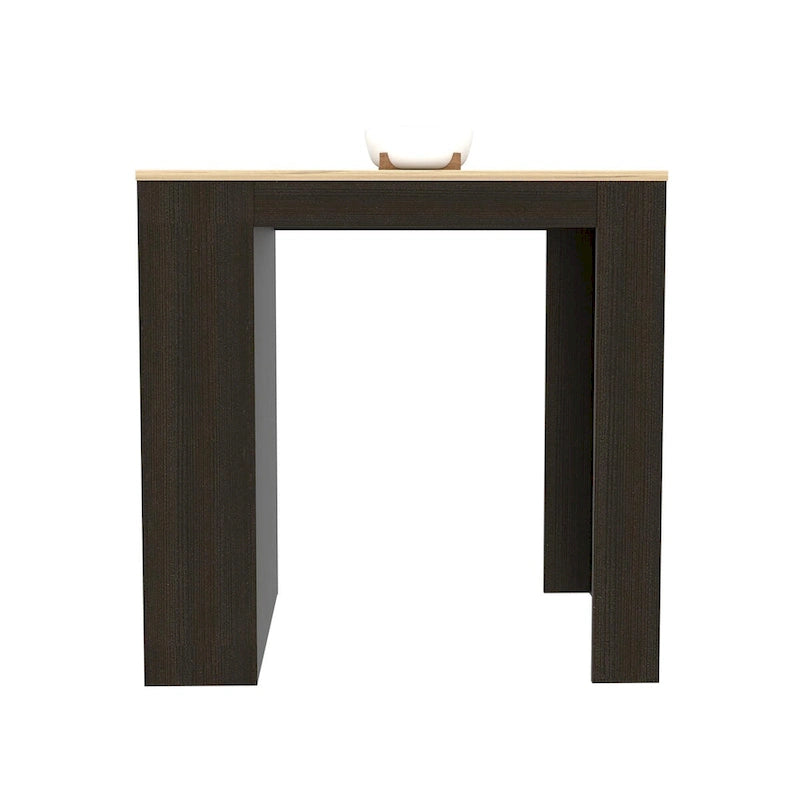 Black and Pine Kitchen Counter Table with Open Shelves