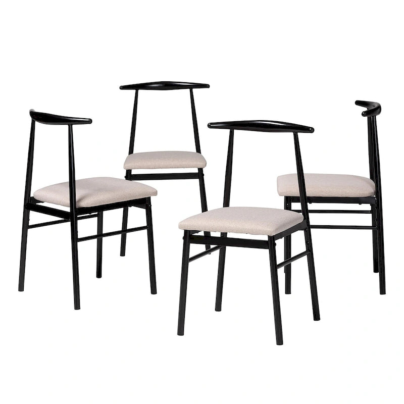 Sedie da pranzo industriali imbottite con struttura in metallo, set da 4