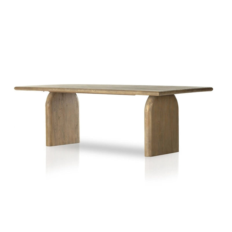 Solid Mindi Wood Dining Table with Arched Bases