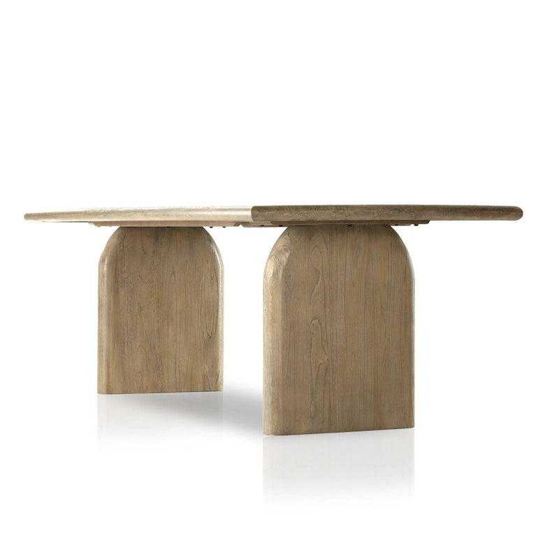 Solid Mindi Wood Dining Table with Arched Bases