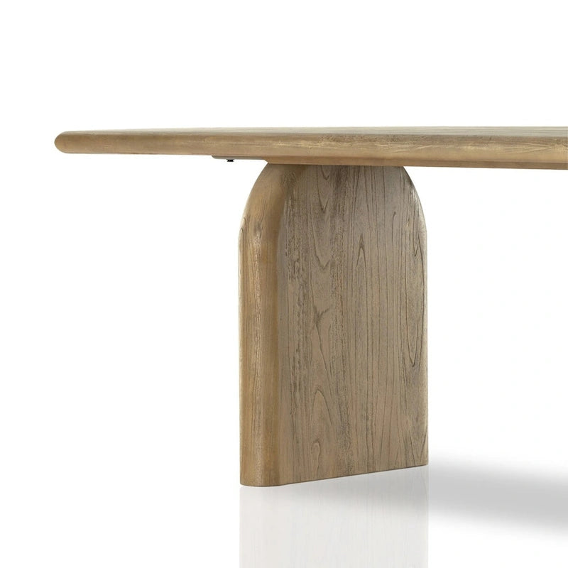 Solid Mindi Wood Dining Table with Arched Bases