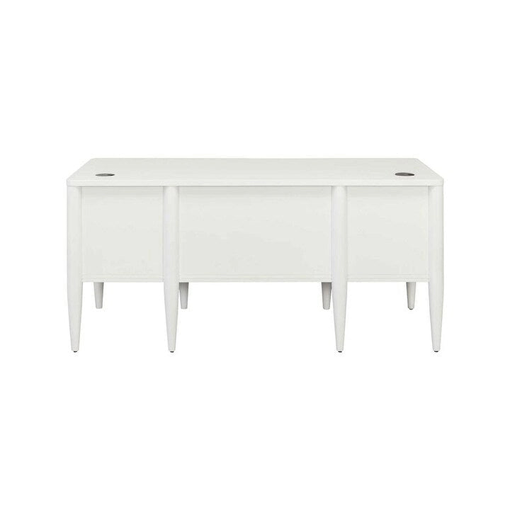 White Contemporary Half-Pedestal Desk