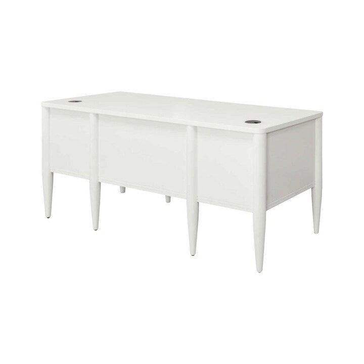White Contemporary Half-Pedestal Desk