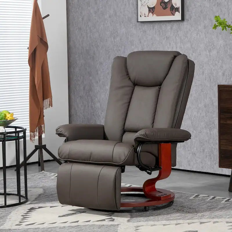 Black PU Leather Swivel Recliner with Footrest