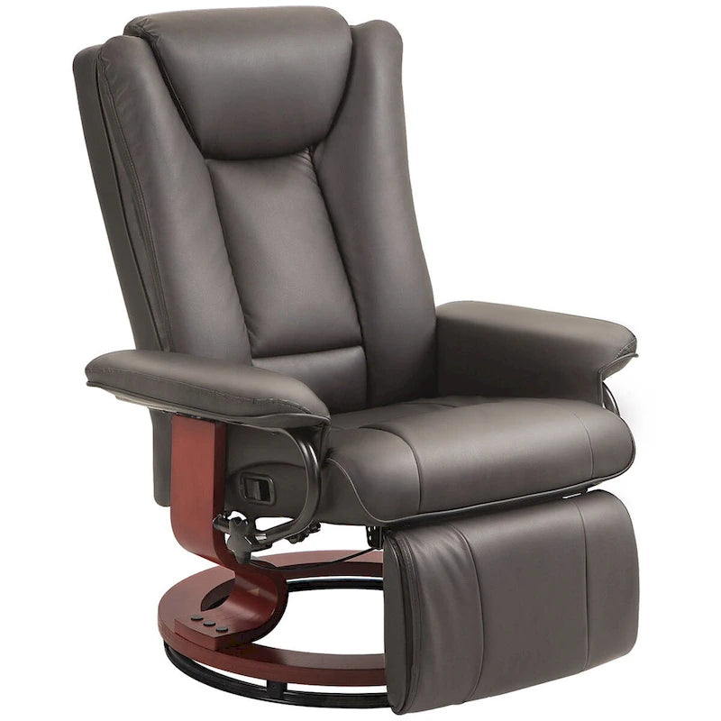 Black PU Leather Swivel Recliner with Footrest