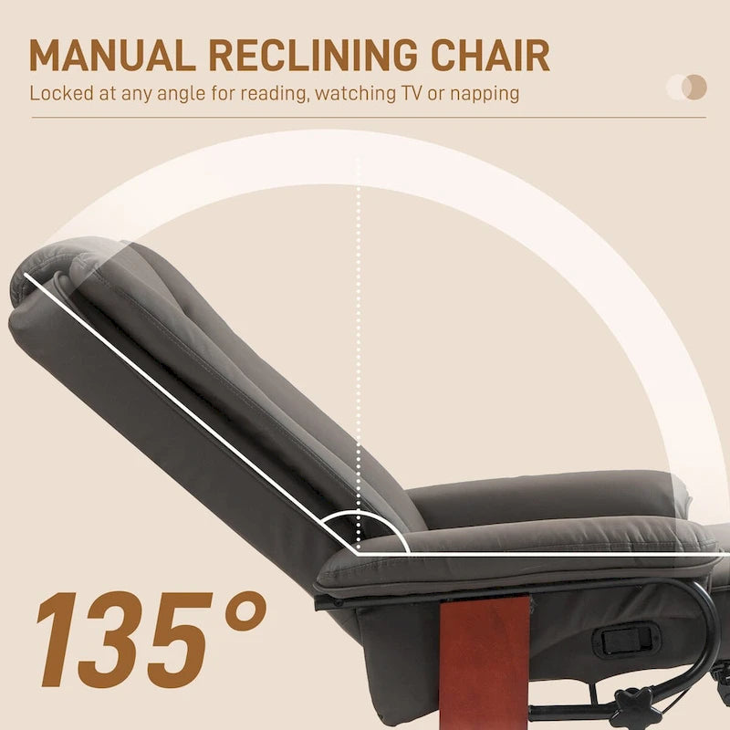 Black PU Leather Swivel Recliner with Footrest