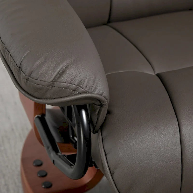 Black PU Leather Swivel Recliner with Footrest