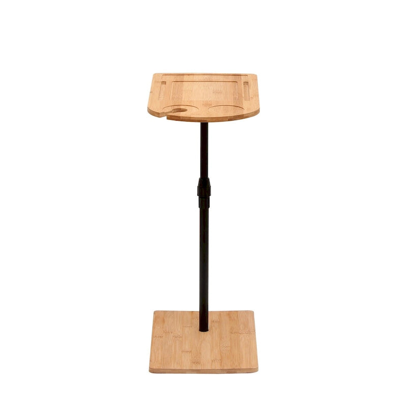 Adjustable-Height Bamboo C-Shaped Side Table with Storage