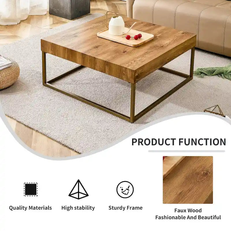 Modern MDF Coffee Table with Metal Legs