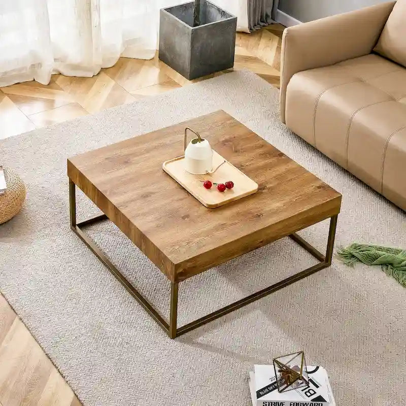 Modern MDF Coffee Table with Metal Legs