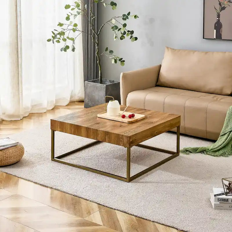 Modern MDF Coffee Table with Metal Legs