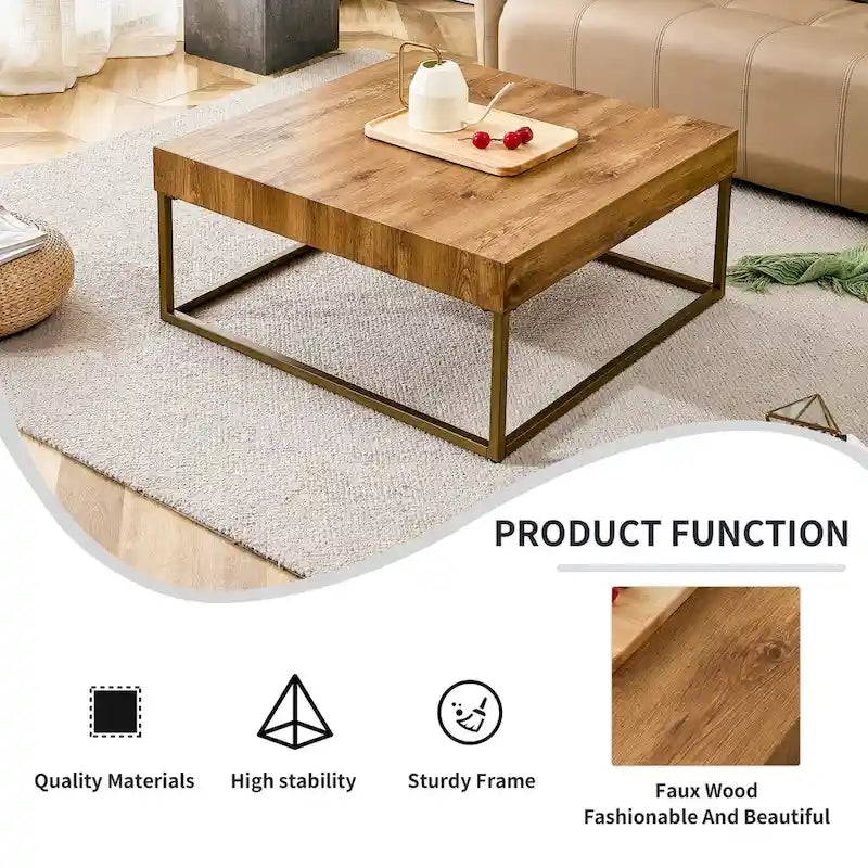 Modern MDF Coffee Table with Metal Legs