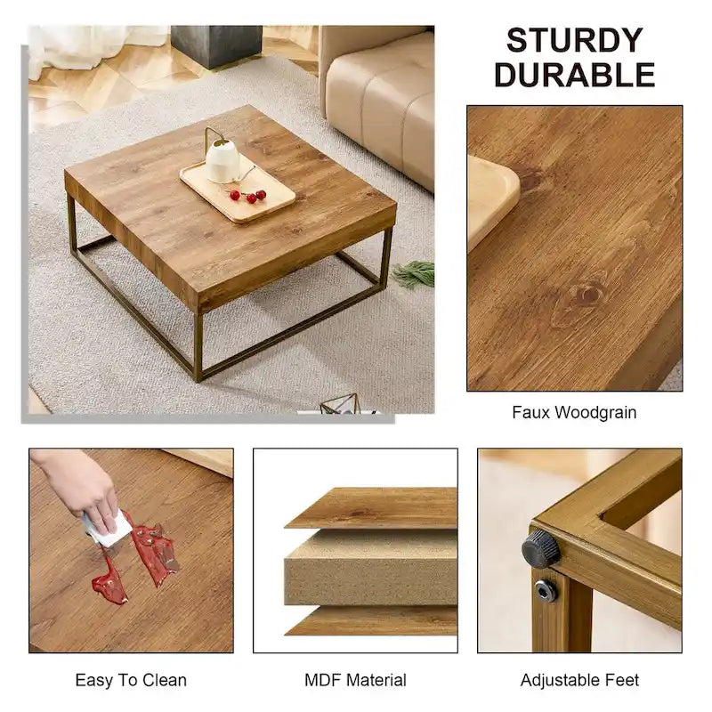 Modern MDF Coffee Table with Metal Legs