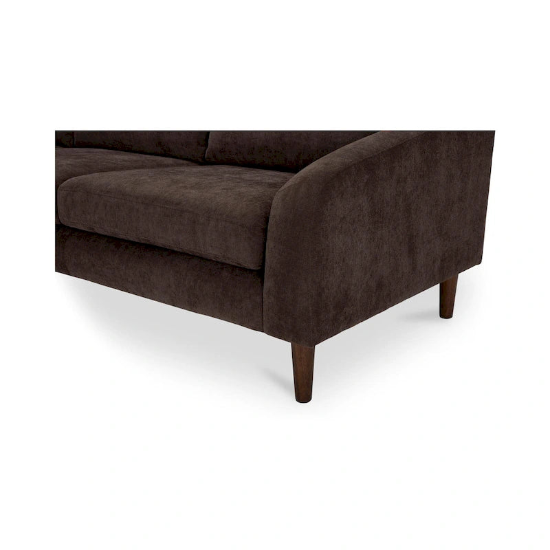 Dunkelbraunes Ecksofa mit umkehrbarer Ottomane