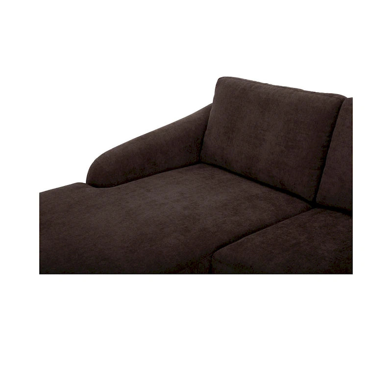 Dunkelbraunes Ecksofa mit umkehrbarer Ottomane