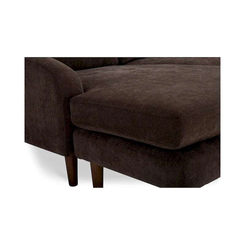 Dunkelbraunes Ecksofa mit umkehrbarer Ottomane