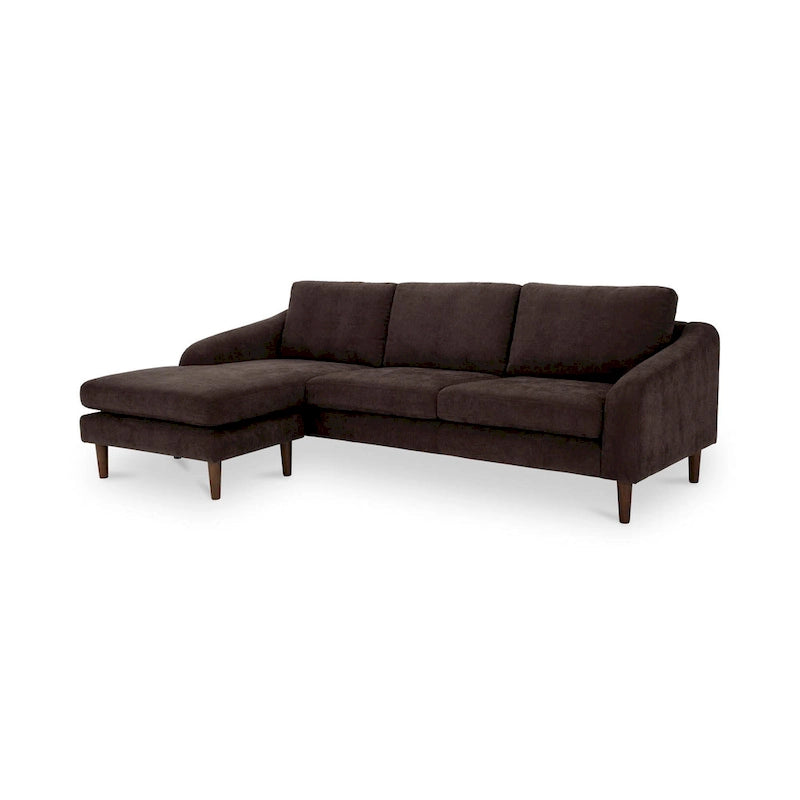 Dunkelbraunes Ecksofa mit umkehrbarer Ottomane