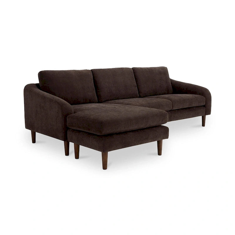 Dunkelbraunes Ecksofa mit umkehrbarer Ottomane